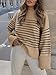 ANRABESS Women's Oversized Sweaters 2025 Long Sleeve Fuzzy Knit Casual Chunky Pullover Sweater Fall Outfits Clothes Camel Black Stripe Large