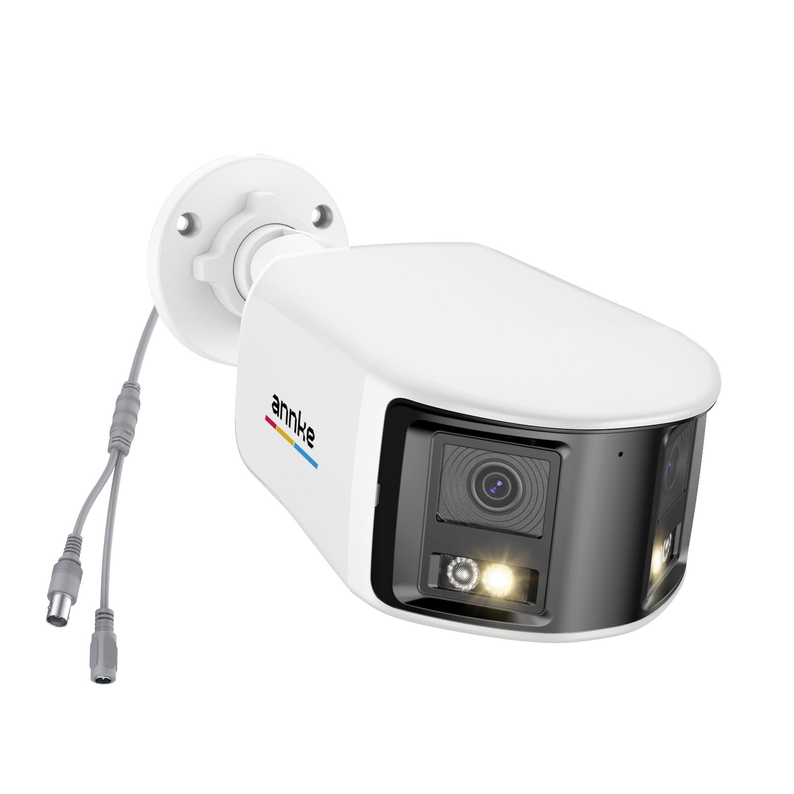 ANNKE Telecamera di sicurezza analogica a doppia lente da 5 MP, grandangolo di 180°, doppia luce intelligente, 130 dB, audio usa e getta, telecamera bullet aggiuntiva cablata per sistema TVI analogico