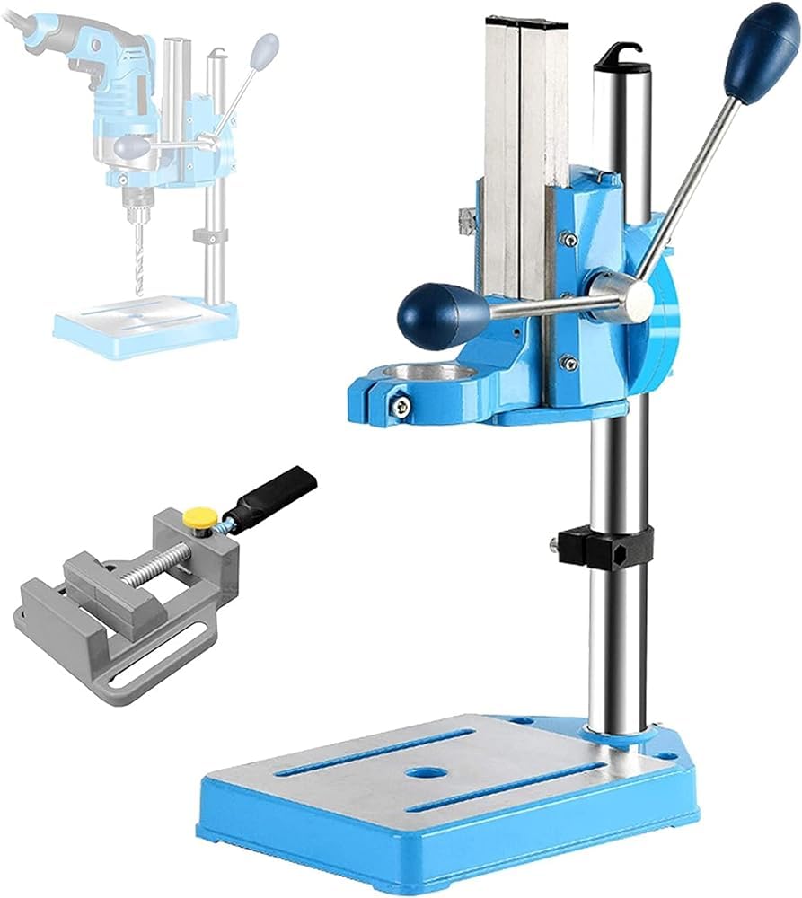 Supporto per Perforazione Elevato Ad Alta Elettrico, Macchina per Perforazione da Tavolo con Serraggio da 38-50 Mm E Corsa da 80 Mm - Colonna Ispessita E Base in Alluminio Fuso