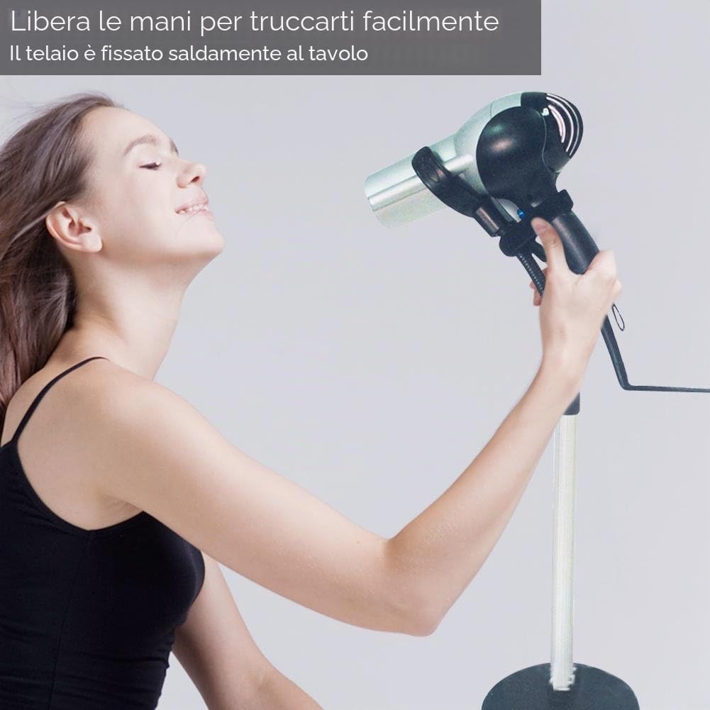 Dioche Supporto per asciugacapelli, supporto per asciugacapelli a parete, supporto rimovibile e riutilizzabile, altezza può essere regolata a volontà, facile da installare, forte capacità di carico