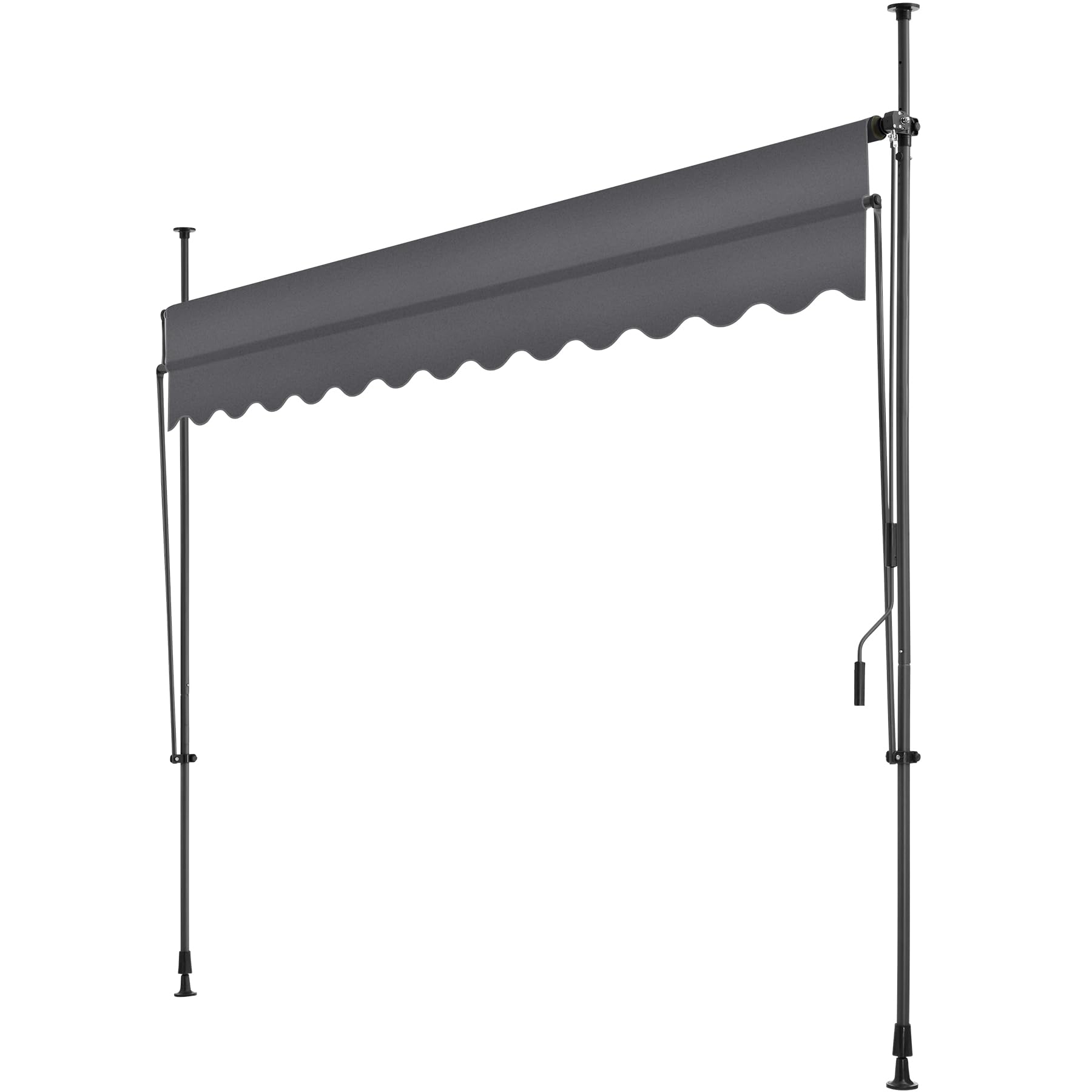 tectake® Tenda da Sole a Morsetto con Manovella, Altezza e Inclinazione Regolabile, Telo Impermeabile e Resistente ai Raggi UV, Ideale per Balcone e Terrazzo, 300x180cm - Nero/Grigio