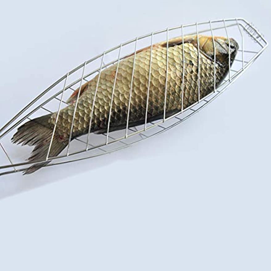 Cesta de Parrilla de Pescado de 4 Piezas Plegable portátil de Acero Inoxidable Barbacoa de Pescado de Verduras Cesta de Parrilla de camarones, 60 * 15cm