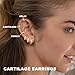 Gold Hoop Earrings for Women Trendy Small Huggie Cartilage Helix Conch Tragus Earring Stacks for Sensitive Ears Hypoallergenic Earring Sets for Multiple Piercing Clip On Christmas Jewelry Gift for Her