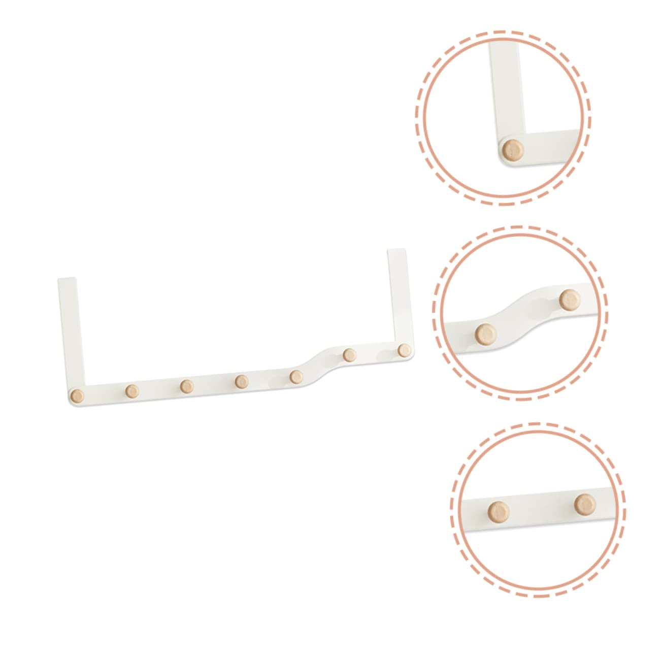 Homoyoyo Gancho para Puerta sin Taladrar, Colgador de Madera Blanco 7 Ganchos, Práctico y Ahorra Espacio para Dormitorio y Baño