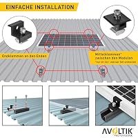 Avoltik Solarpanel Halterung Flachdach I Set für 2 Panele I Solarmodul Halterung Balkonkraftwerk I Flachdach Halterung für PV Module I Solarmodulbefestigungsset mit verstellbarer Endklemme von 30-35mm – Ansicht 4