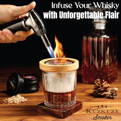 Cocktail Smoker Kit with Torch – 6 Flavors Wood Chips – Bourbon, Whiskey Smoker Infuser Kit, Old Fashioned Drink Smoker Kit, Birthday Bourbon Whiskey Gifts for Men, Dad, Husband (Without Butane) by KUZKUZY - Image 2