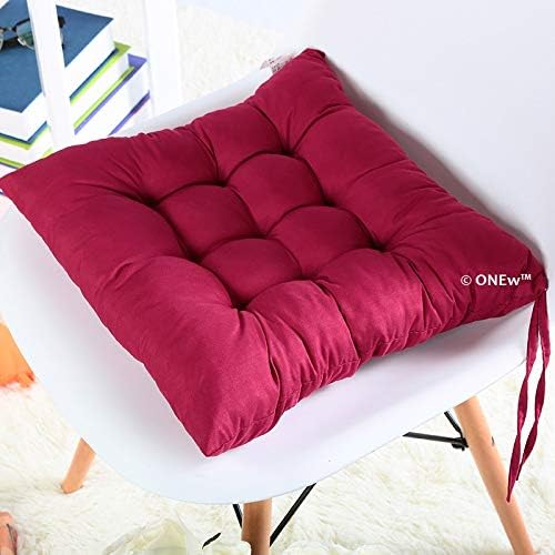 ONEW Microfibre Chair Pad Cushion Seat Pads Seat Cushion Indoor Outdoor Dining Home Office Garden Decor-15 x 15 Inches (15x15 Inches, Maroon)