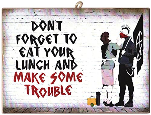 KUSTOM ART CUCUBA Quadro Quadretto Stile Vintage Bansky Don't Forget Stampa Su Legno 25x18 cm