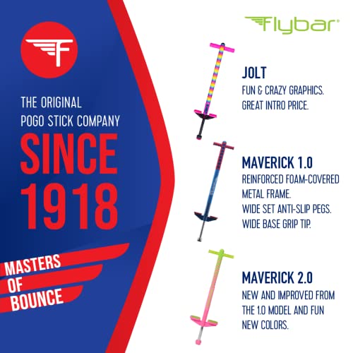 Image of Flybar Maverick Foam Pogo Stick for Kids Age 5 and Up, 40 to 80 Pounds, Pogo Stick for Boys and Girls (Red /Blue)