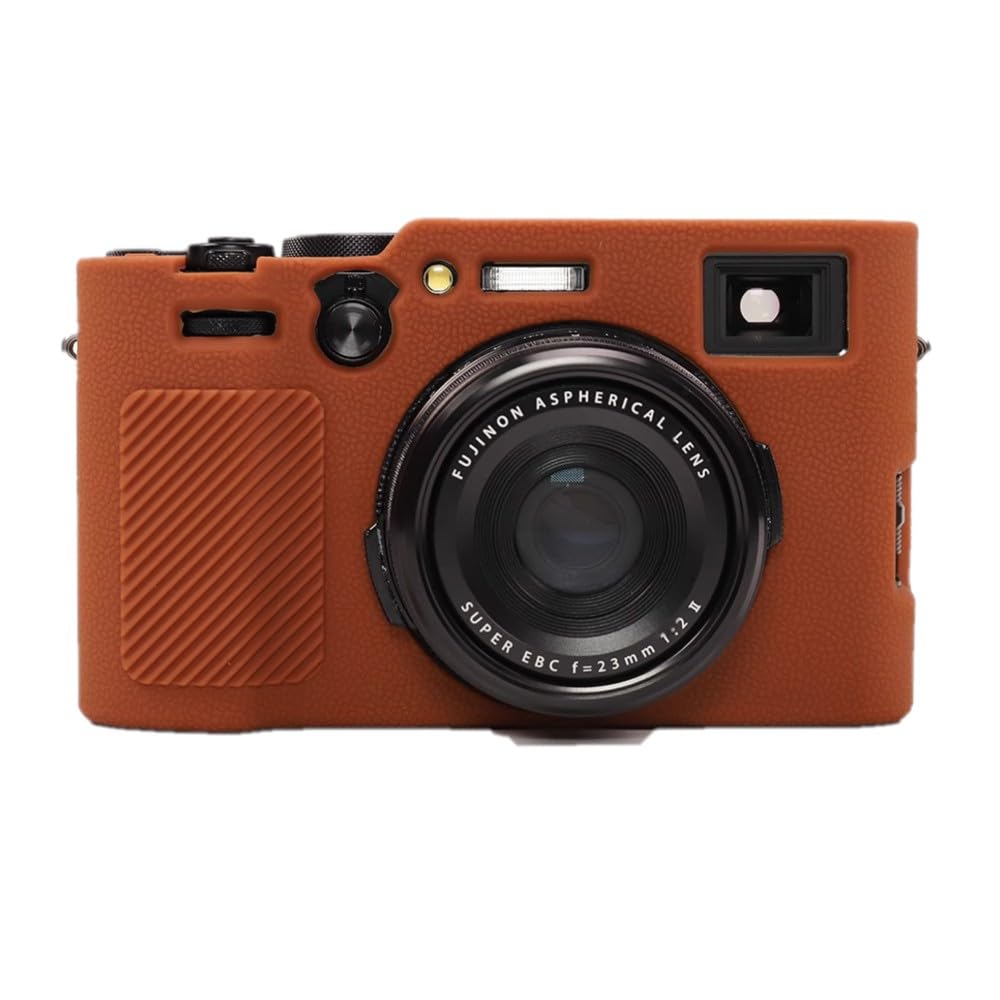Etui na aparat brązowy miękki silikon antypoślizgowa tekstura pancerz skórka osłona korpusu ochraniacz do aparatu cyfrowego Fujifilm X100VI