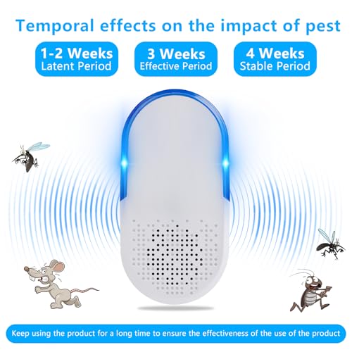 Image of 6 Pack 2026 Ultrasonic Repellent Indoor, Mouse Traps Insert Plug in, Pest Control Repellent Ant, Roach,Rodent, Mouse, Bugs, Mosquito, Spider, for Home, Office, Kitchen