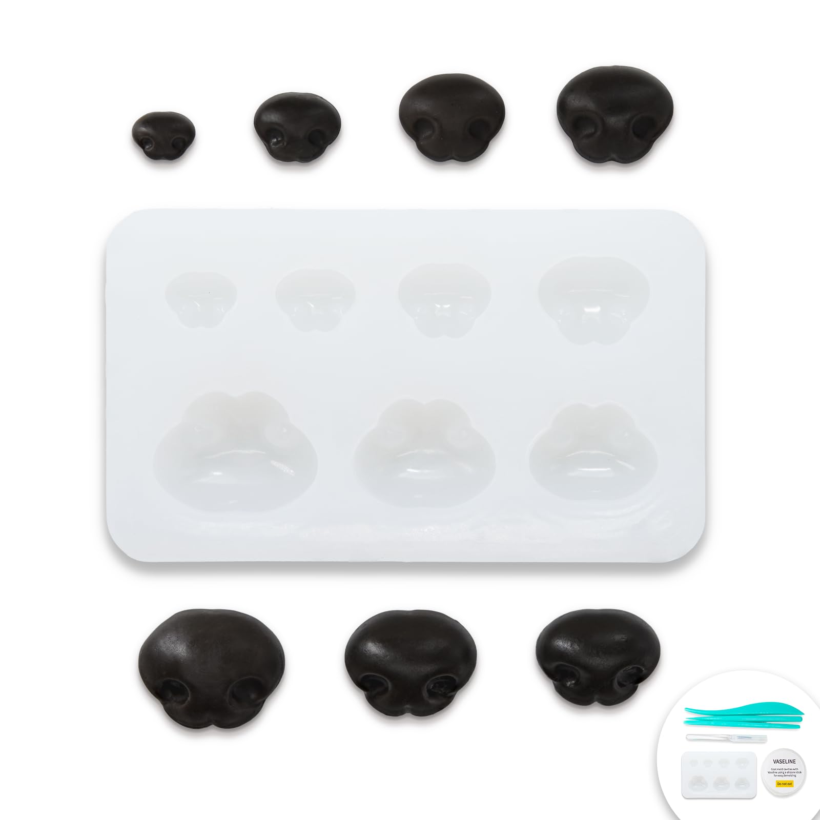 Nuvretk 7 Cute Silicone Molds for Needle Felting - Dog Nose Shapes for Stuffed Animals, DIY Crafts, and Accessories (Triangle)