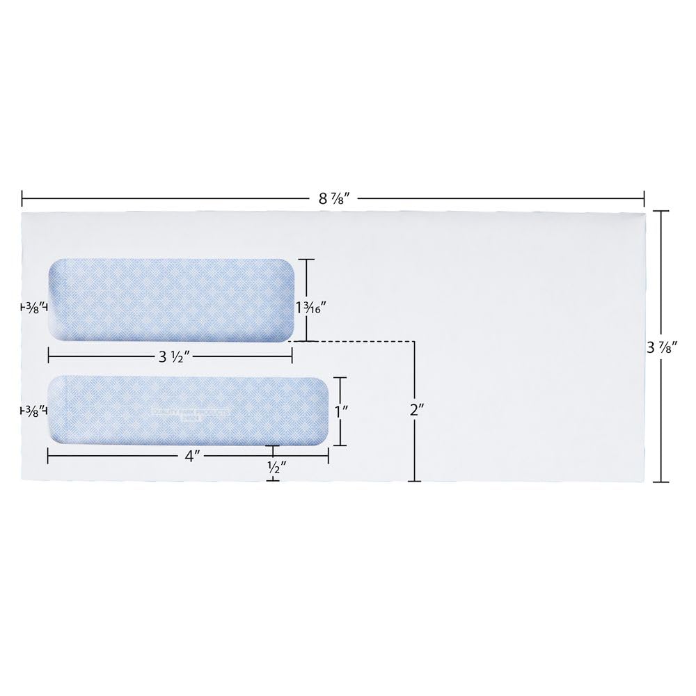 Quality Park 24524 Quality Park Security tint doppia finestra fattura buste, 9, White, 500/Box Buste 500 Count White