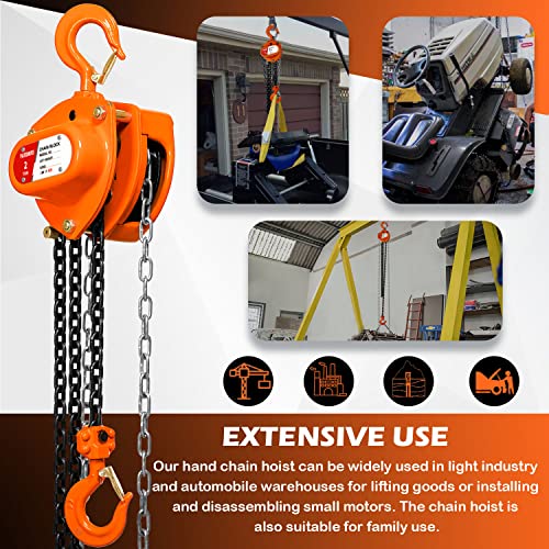 Yatointo Chain Hoist 2 Ton(4400Lbs) Capacity 10Ft Manual Hand Lift Steel Chain Block Hoist With 2 Heavy Duty Hooks Industrial Grade Steel Structures For Garages Automotive Machinery (2 Ton (4400Lb)) #TOP6