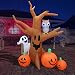 8 Foot Dead Tree with Owl, Ghost and Pumpkins
