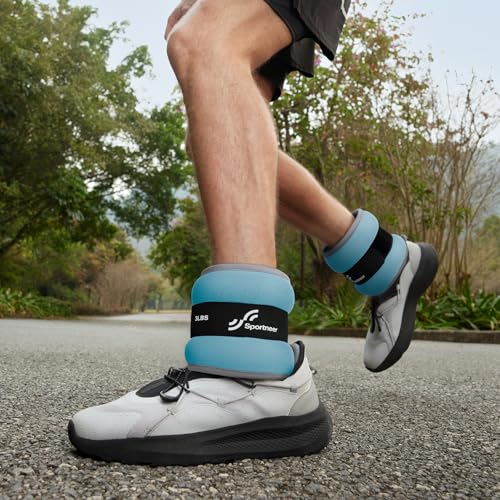 Image of Sportneer Ankle Weights Wrist Weights Pair of 1 /2 /4 /6 /10 LBS for Men Women Kids Strength Training Wrist and Ankle Weights Set with Reflective Strips for Dancing Running Walking Fitness Workout Gym