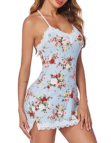 Image of Avidlove Womens Nightgown Sexy Lace Sleepwear V Neck Full Slip Chemise Lingerie Cotton Night Gowns Babydoll Sleepshirt