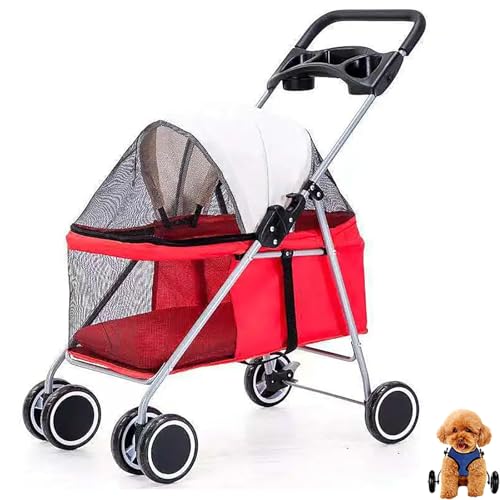 Cochecito para perros de hasta 15 kg con toldo ajustable para su total protección