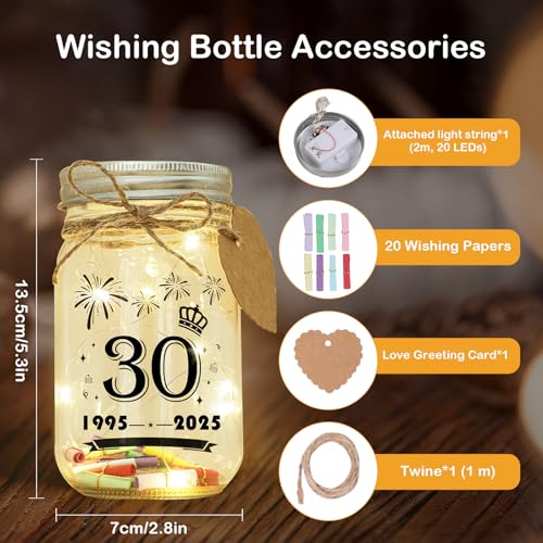 Seutgjie 30 Geburtstag Frau Mann Geschenk Deko 30 Hochzeitstag Perlenhochzeit Geldgeschenke LED Flaschenlicht mit 1995 bis 2025 Personalisiertes Geschenk