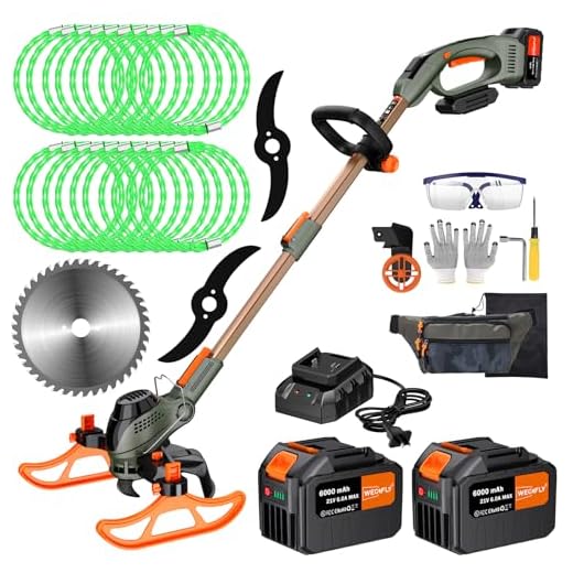 WeGofly 13" Electric Weed Wacker, 4 in 1 Cordless String Trimmer/Lawn Edger/Lawn Mower/Brush Cutter with Steel Gears, 2×21V 6.0Ah Batteries & Charger, 5.2 LBS Lightweight Grass Trimmer for Yard Garden