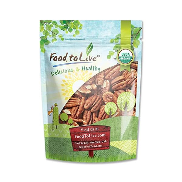 Organic Pecan Halves, 1.5 Pounds – Non-GMO, Kosher, Raw Pecan Nuts, Unsalted, Vegan, Kosher, Shelled, Sirtfood, Bulk. Good source of Calcium, and Zinc. Great for Pecan Pie, Salads, and Trail Mixes