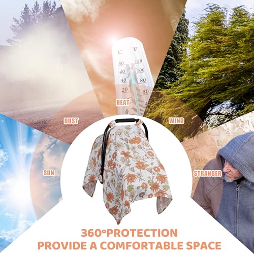 Image of Metplus Car Seat Cover Baby Girl, 100% Muslin Cotton Infant Carseat Covers, Lightweight Breathable Car Seat Canopy, Summer Stroller Sun Shade, Newborn Travel Essentials