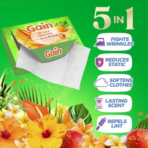 Gain, Laundry Dryer Sheets, Fabric Softener Anti Static Sheets, Island Fresh Scent, 240 Count - image 3