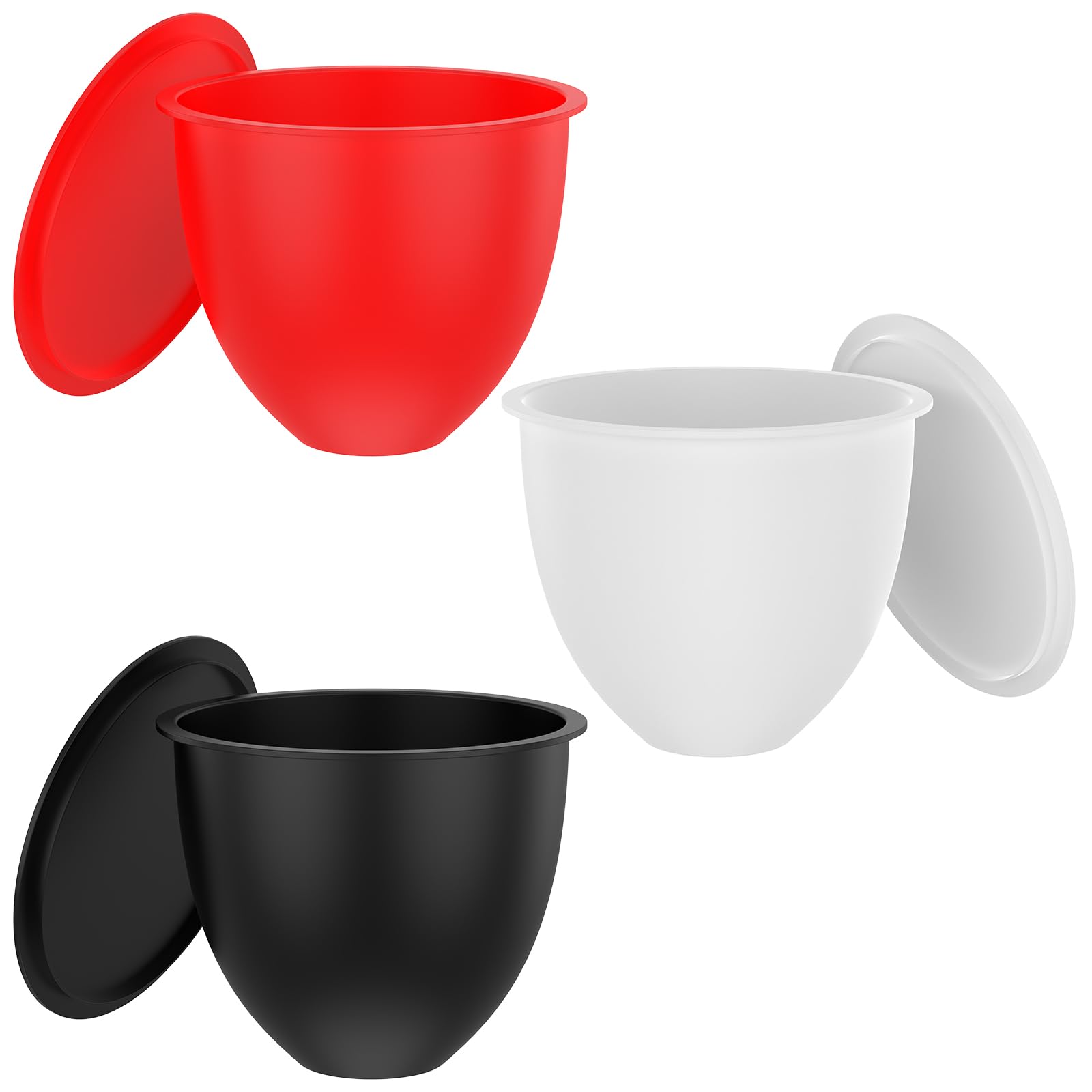 Kuanght 3 Pcs Silicone Bowl Liners for 5Qt Stand Mixers, Mixer Silicone Liner with Safety Lid and Pouring Mouth, Mixer Replacement Accessories for Baking and Cooking, No Need Replacement Bowls