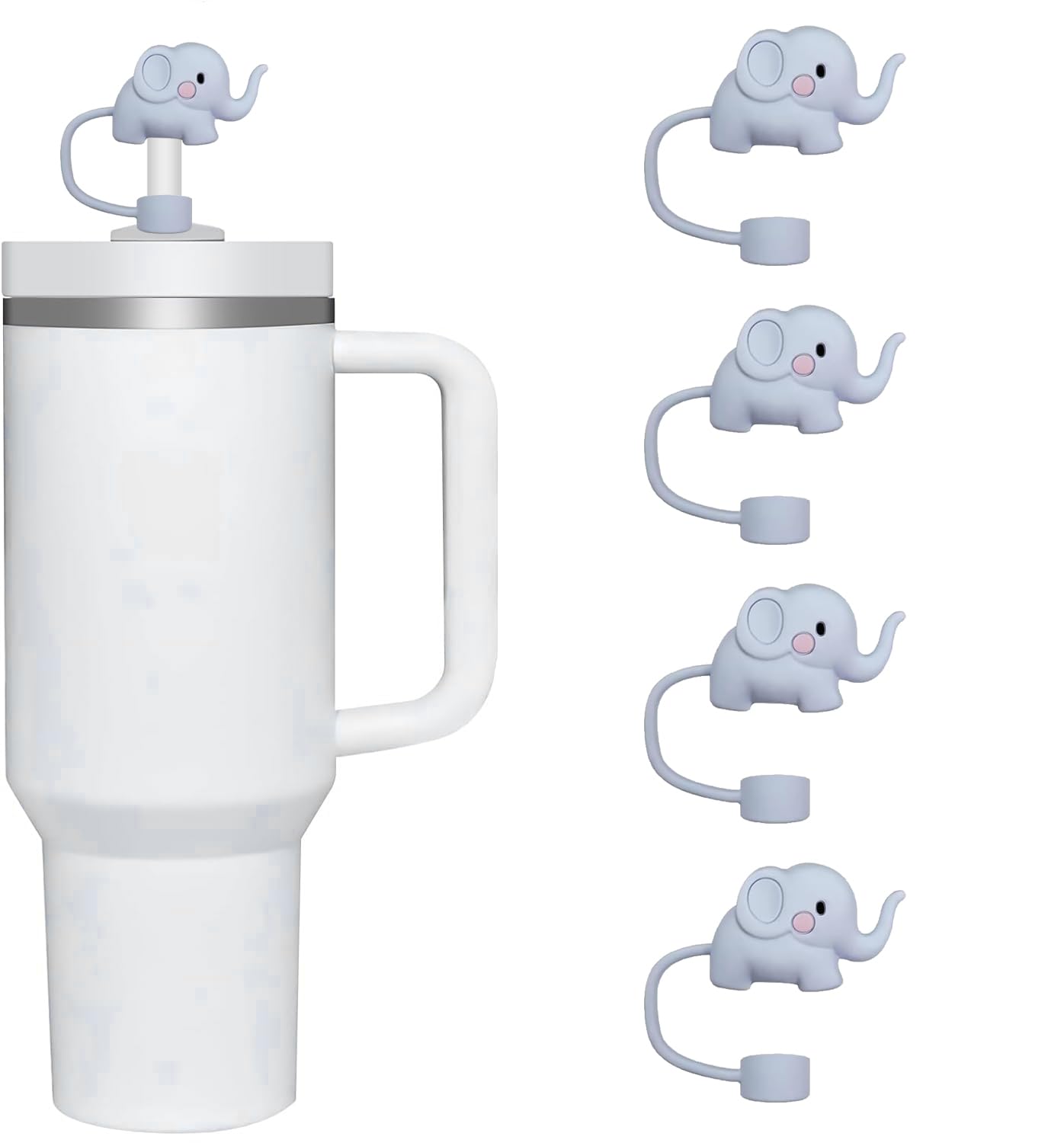 Silikon-Strohhalm-Abdeckung Für Stanley Becher – 10 Mm Aufsatz In Erdbeer-Design, Lebensmittelecht & Spülmaschinenfest