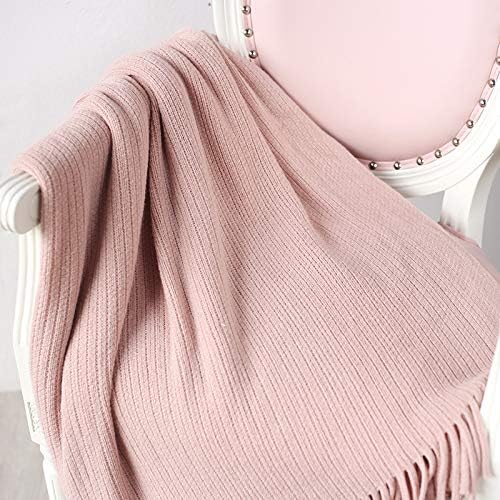 BATTILO HOME Pink Knitted Throw Blanket 125x150 cm Soft Warm Cozy Bedspread Travel Throw Couch Cover Lightweight Decorative Blanket Throws for Sofa Bed Chair