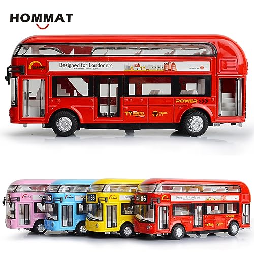 Image of DARVICE Diecast Metal Alloy London Double Decker Bus With Light & Music, Open Door Collection Toy for Boys and Kids, Multicolor