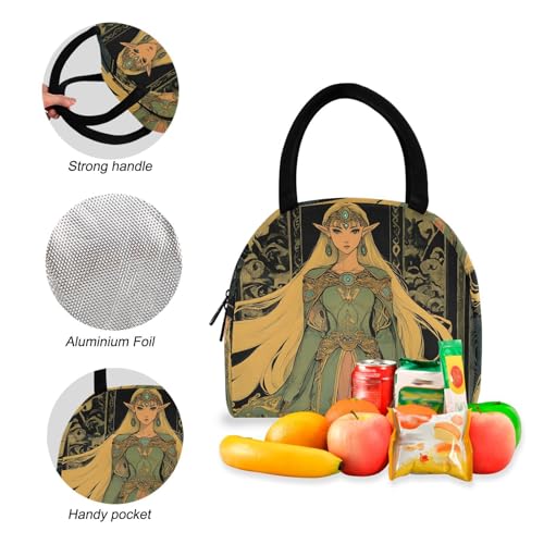 Beautiful Anime Print Backpack Set with Lunch Bag, Large Capacity Travel Backpacks and Lunch Box Insulated for Commute Hiking Picnic4