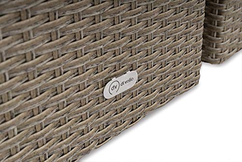 di volio Polyrattan Sitzgruppe Bologna - Lounge Gartenmöbel-Set für Garten und Terrasse mit Ecksofa, Tisch & 2 Hockern - Lounge-Set in Rattan-Optik inkl. eine Fleecedecke – Bild 8