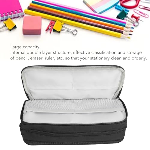 Fournitures scolaires grand format pochette à crayons rigide noire