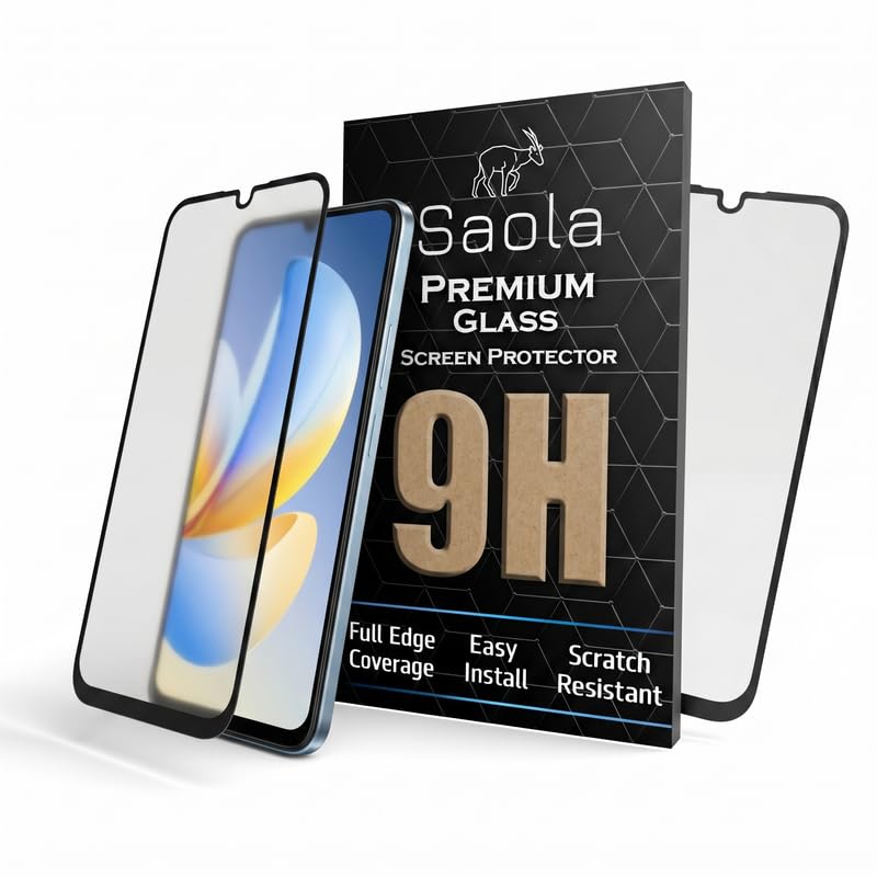 Image of Saola HD Matte Tempered Glass With 18H Hardness For Realme P4 Lite (Pack Of 2) with Hassle-less Installation Kit. Full screen Coverage. 6.74 inch