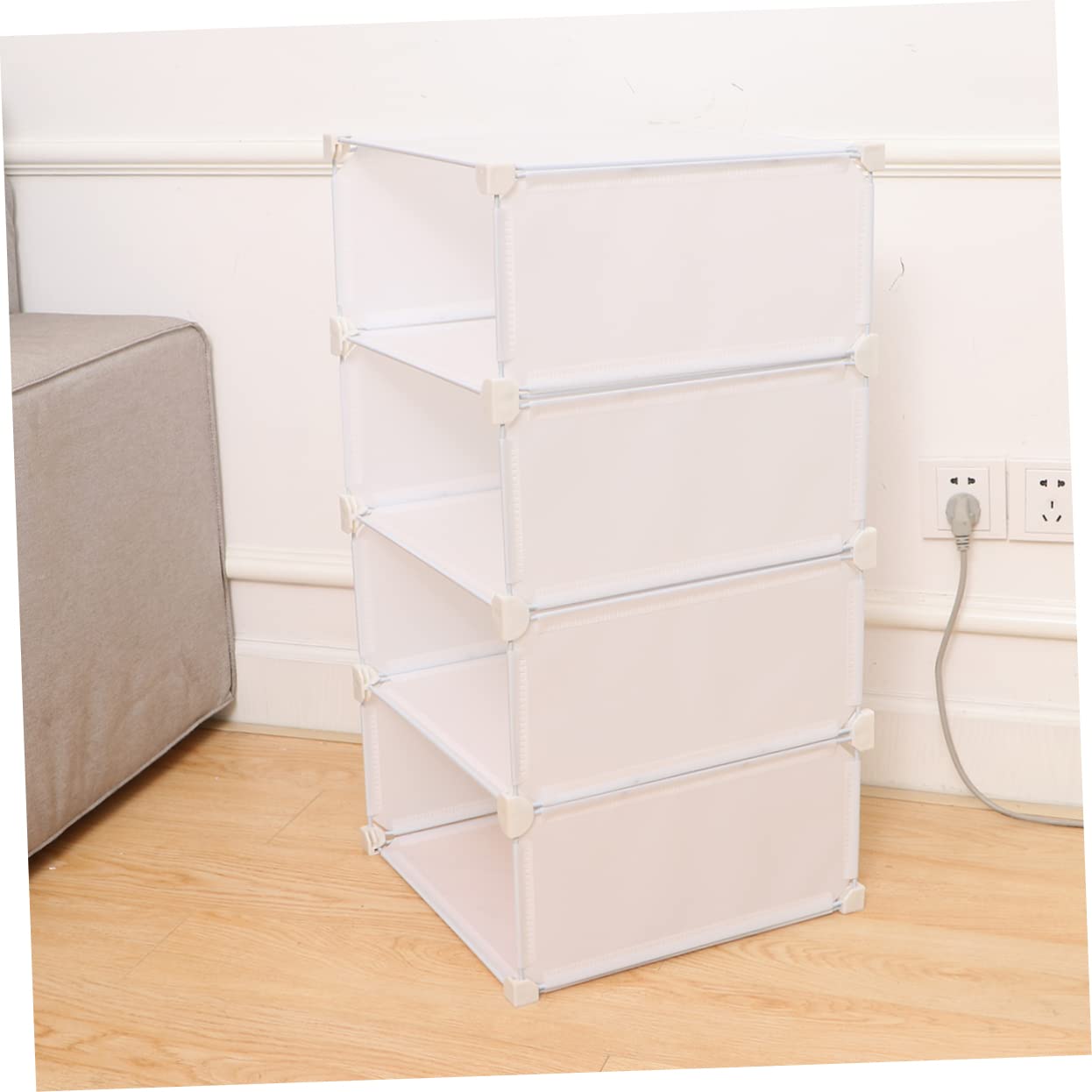 Armadio Organizzatore Armadio Rack di Stoccaggio con Ripiani e Cassetti Tessuto Comò Stand per Abbigliamento Stoccaggio Bianco Tessuto Armadio Organizer Mensola Stand