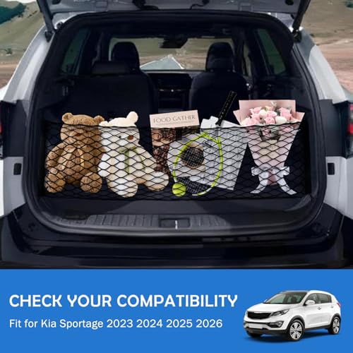 Image of Envelope Style Cargo Net for Kia Sportage 2023-2025 2026 Accessories, Rear Trunk SUV Mesh Cargo Net, Upgraded 5mm Bungee & Double-Layer Nylon Storage Tailgate Netting Grocery&Tools Holder Organizer