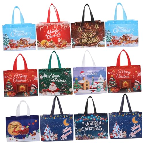 Cabilock 1 Juego Bolsa Navideña No Tejida Bolsa De Compras Plegable Tridimensional Bolsa Decorativa Bolsas De Supermercado Bolsos De Mano Bolsas Navideñas Bolsa De Mano 30 Piezas