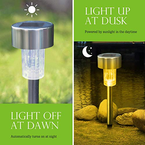 Solar Lights Outdoor, 12Pack Outdoor Solar Lights - Waterproof, Stainless Steel Solar Garden Lights, LED Solar Powered Pathway Lights Landscape Lighting, Perfect for Lawn, Yard, Driveway & Walkway - Thumbnail 6
