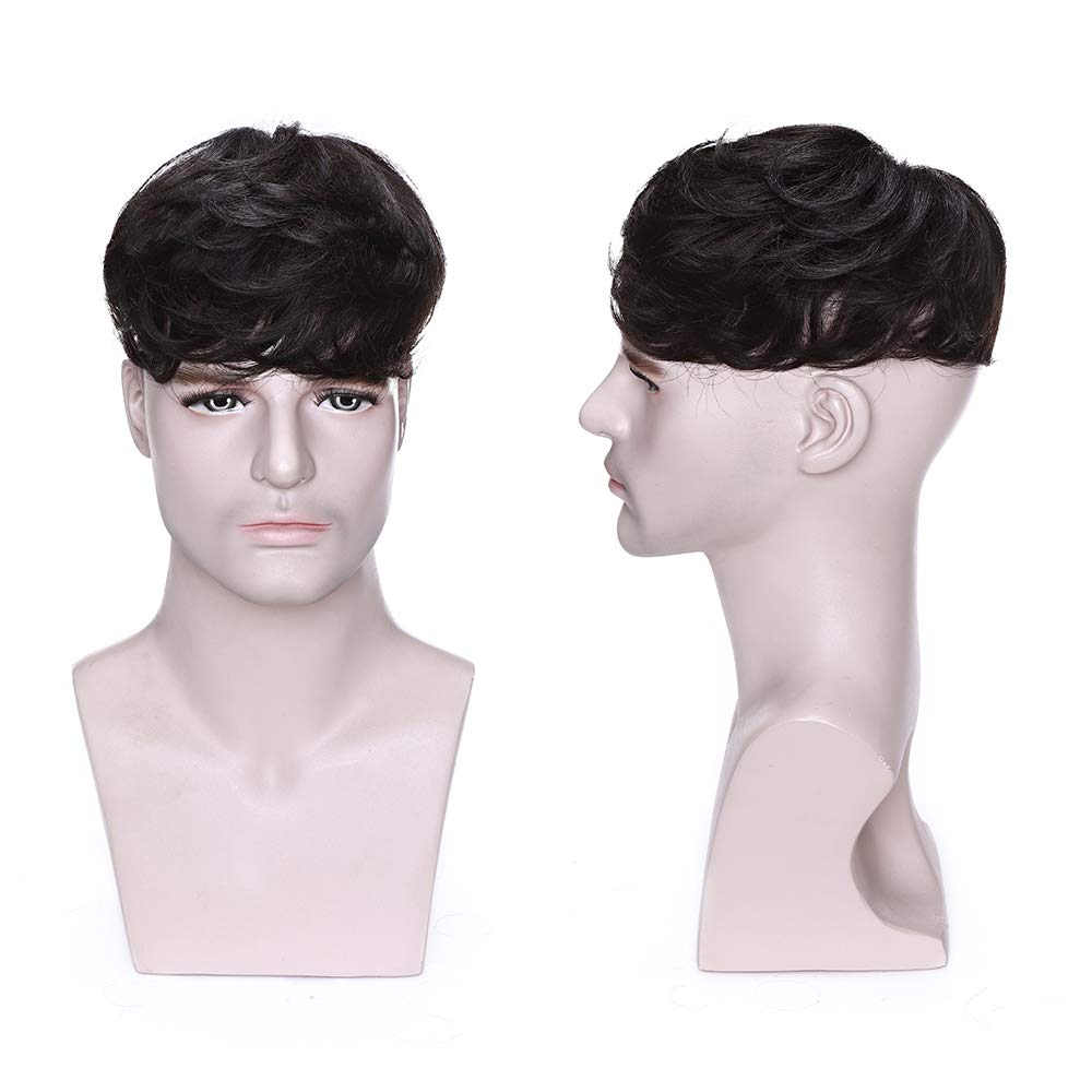 4 Pouces Toupet Extension A clip Cheveux Naturel - Noir Naturel - Complément Capillaire Femme Hair Topper Mono Base 16 * 19cm Volumateur Toupet Unisexe