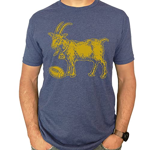 Brady Goat #12-Red / #10-Navy T-Shirt Hand-Drawn Football Design Printed in USA (Large Navy)