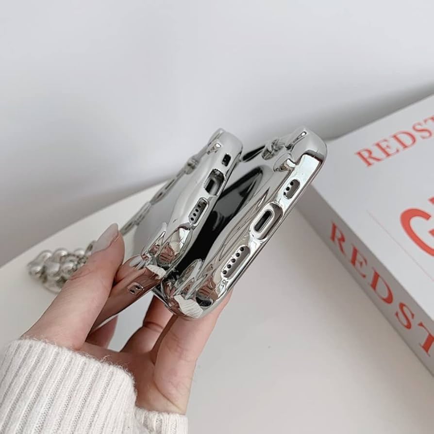 ハート型赤ケース ゴールドチェーン付き スマホケース 全機種対応 iPhone 17 ケース ハード iPhone16e