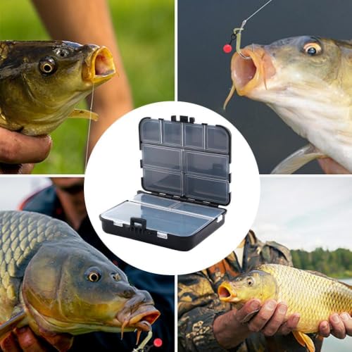 Caja de aparejos para señuelos de pesca, caja transparente visible de almacenamiento portátil con 9 compartimentos individuales, ideal para hombres, padres y principiantes miniatura 6