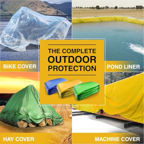 Image of Tuffpaulin 24FT X 12FT 120 GSM Yellow Tarpaulin Sheet | Waterproof Tirpal | Tarpaulin Tirpal Tadpatri Tharpai Thadika Mulching Sheet, UV Resistant, Waterproof, 6 Layer 3D Rib Technology, Tarp