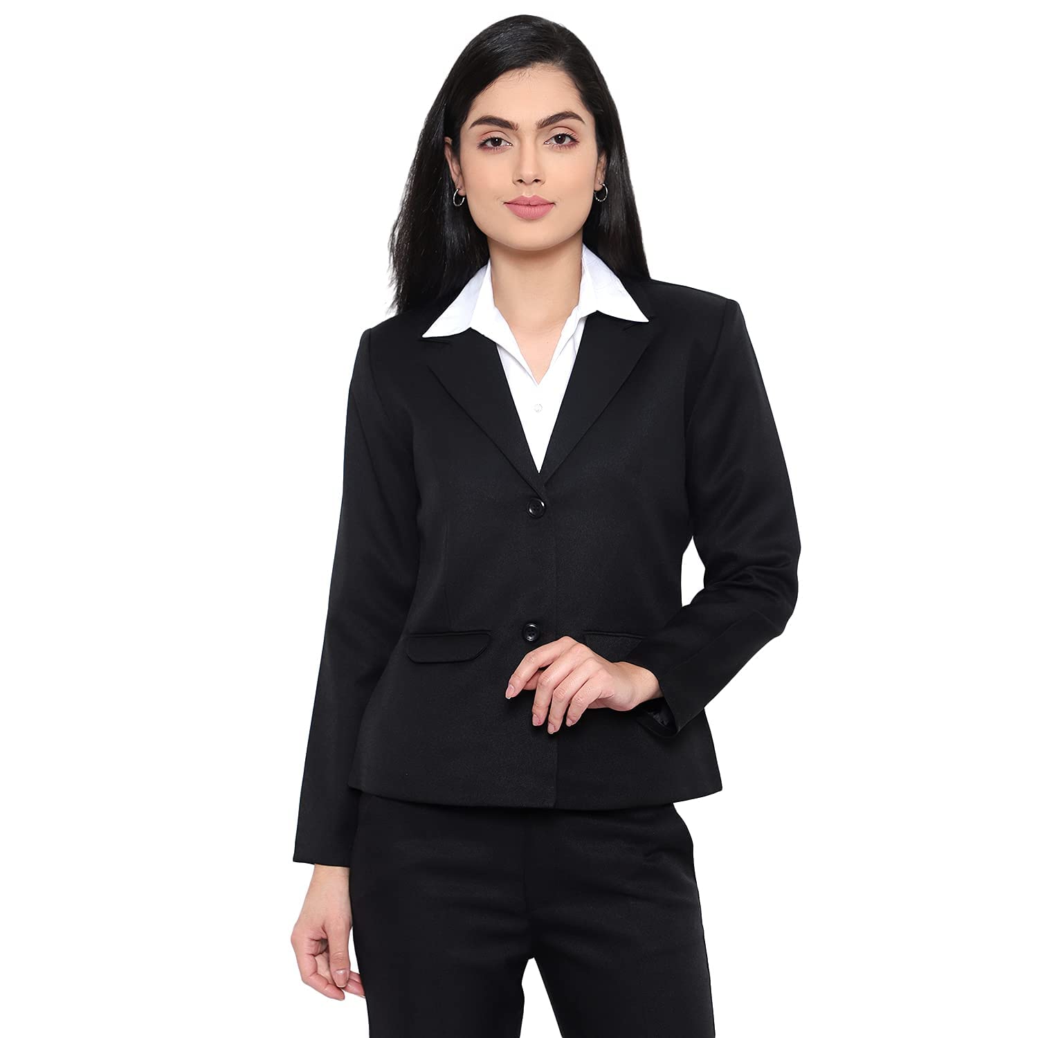 blue ronin Women's Regular Fit Stylish Formal Full Sleeve Blazer (Black_)-picture-10