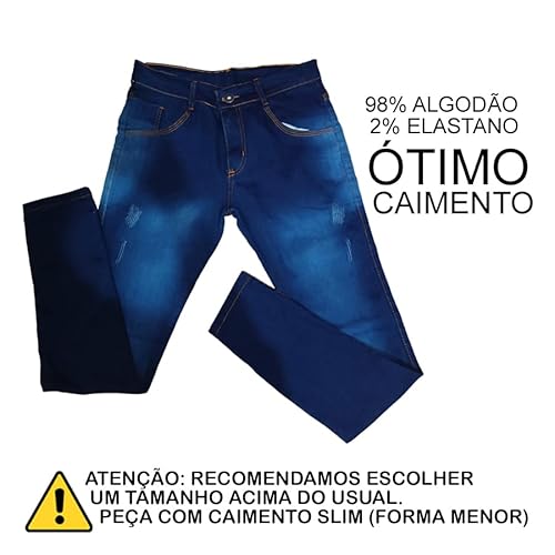 Kit 3 Calças Jeans Masculina Slim Skinny Moda Casual Básica Qualidade Premium (48)