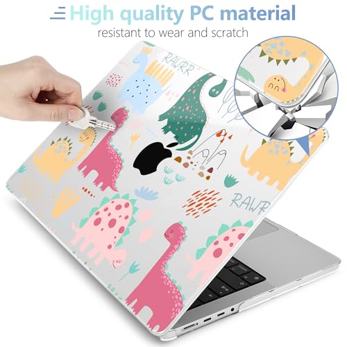 Image of MEEgoodo Case for MacBook Pro 14 inch (M5 /M4 /M3 /M2 /M1) Pro /Max 2026 2025 2024 2023 2021, Laptop Case Fit Model A3427 /A3426 /A3434 /A3112 /A3401 /A3185 /A2918 /A2992 /A2779 /A2442, Cute Dinosaurs