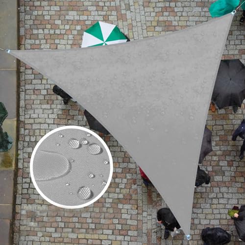 ColourTree 12' x 21' x 24.2' Custom Size Grey TADT12 Triangle Waterproof Sun Shade Sail UPF50 Canopy Awning Shelter, 95% UV Blockage Water Resistant, Outdoor Patio Garden Carport (We Customize)