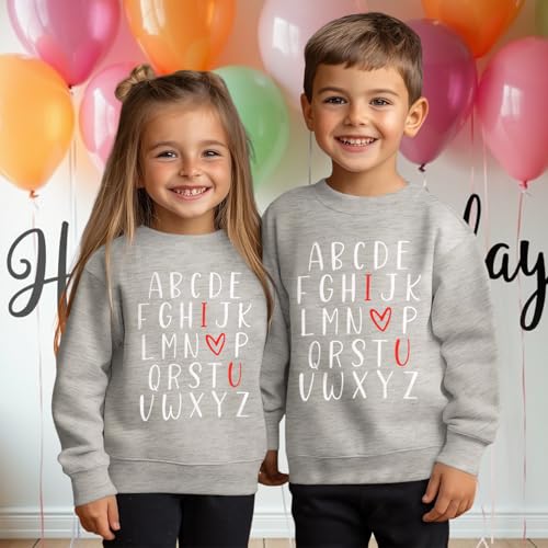 Valentines Sweatshirt for Toddler Baby Boy Girl ABC I LOVE U Heart Shirt Holiday Outfit Long Sleeve Tops Clothes4