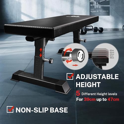 Flat Weight Bench - Heavy Duty Foldable Workout Bench for Home Gym, 1300lb Capacity Adjustable Strength Training Bench Press for Ab and Full Body Exercises, Sturdy and Easy to Fold3